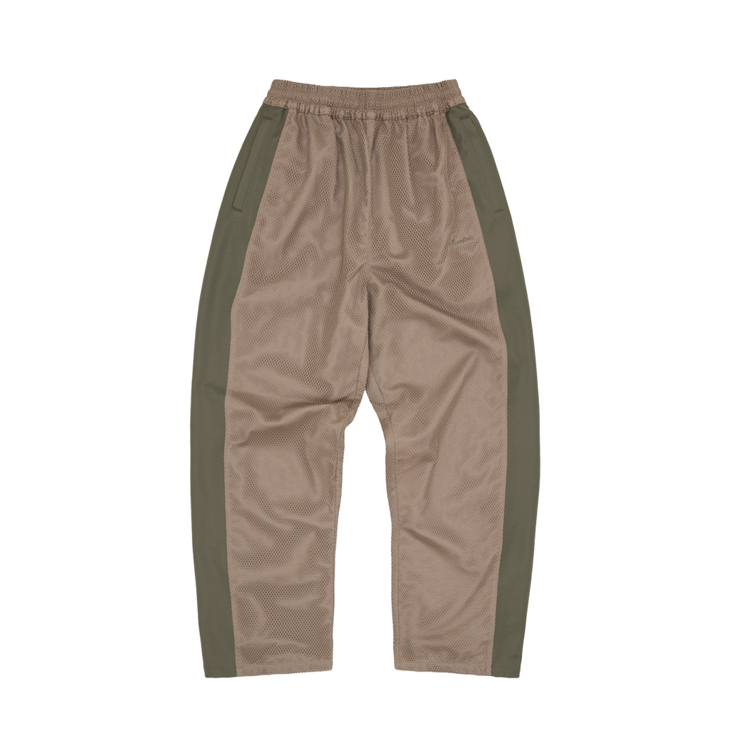 MESH PANEL TRICOT TRACK PANT [TAN / OLIVE]
